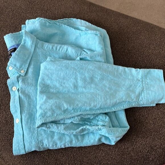 Banana Republic Heather Light Blue Long Sleeve Button Down Dress Shirt- Size XL - Picture 14 of 16